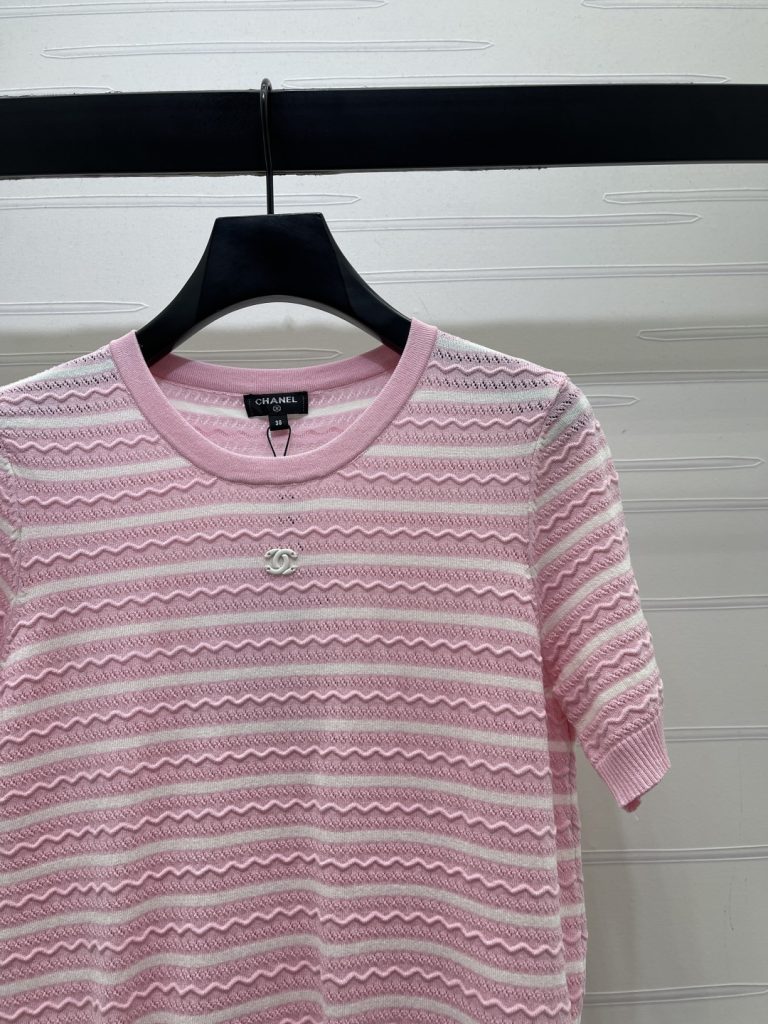 CHANEL シャネル ニット Tシャツ レディース レース風ニット ファッション ピンク 全3色 - 画像 2