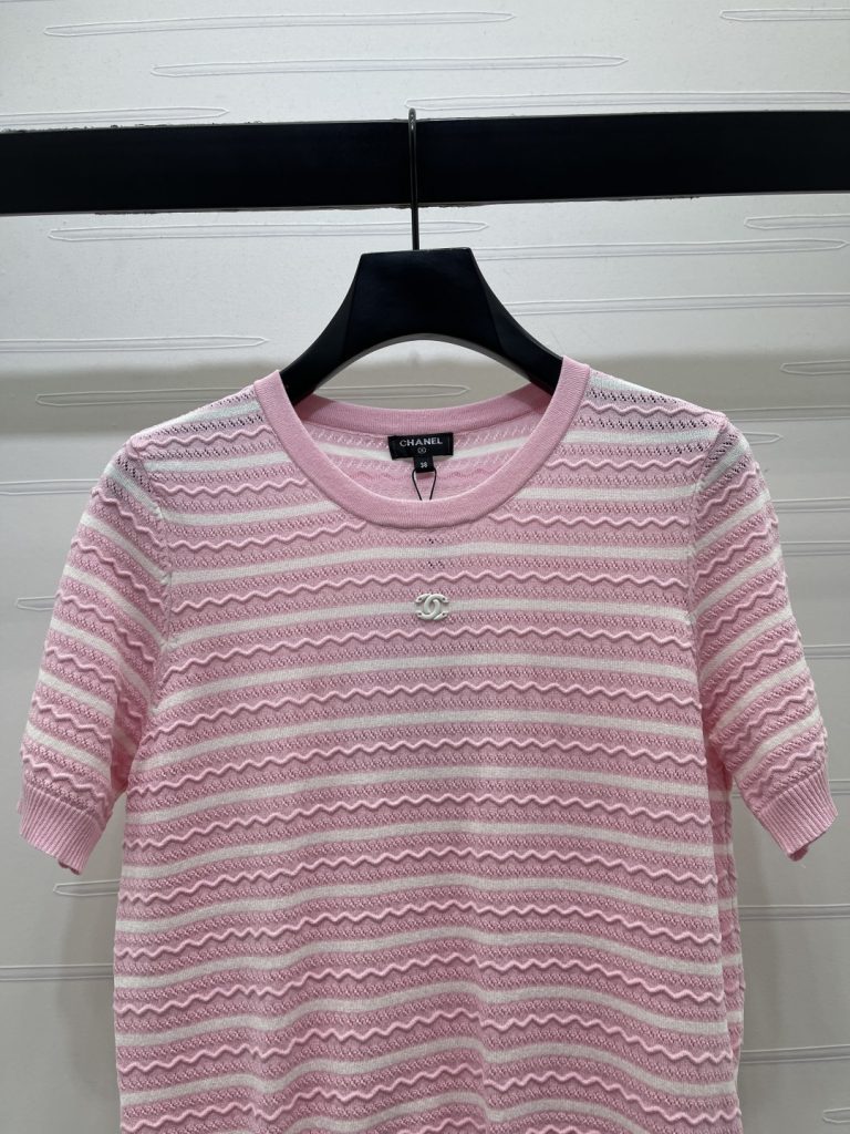 CHANEL シャネル ニット Tシャツ レディース レース風ニット ファッション ピンク 全3色 - 画像 4