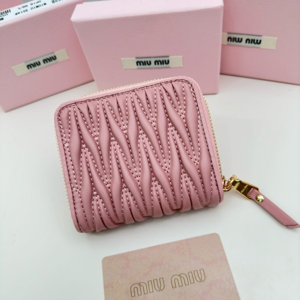 MIU MIU ミュウミュウ 小銭入れ 横型財布 ファブリックレザー ピンク - 画像 3