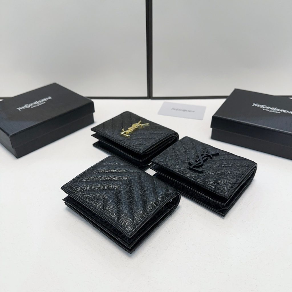 YSL ユーサインローラン 財布 コンパクト 本革仕様 ファスナー ブラック - 画像 2