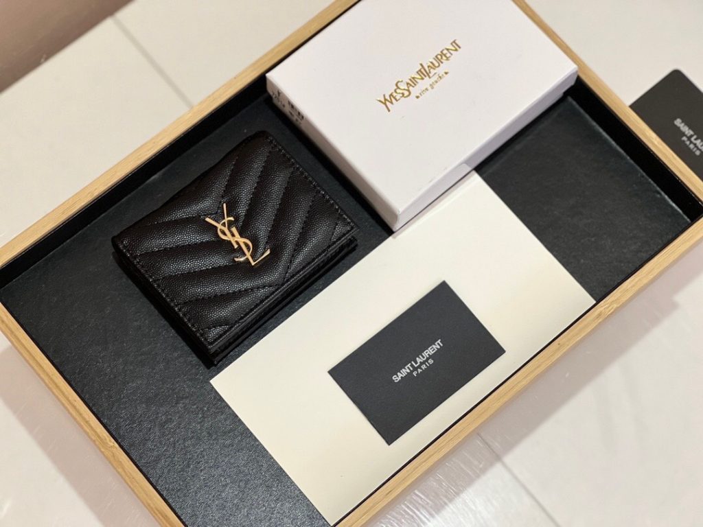 YSL サンローラン 財布 ラウンドファスナー 2つ折り ブラック レッド - 画像 2