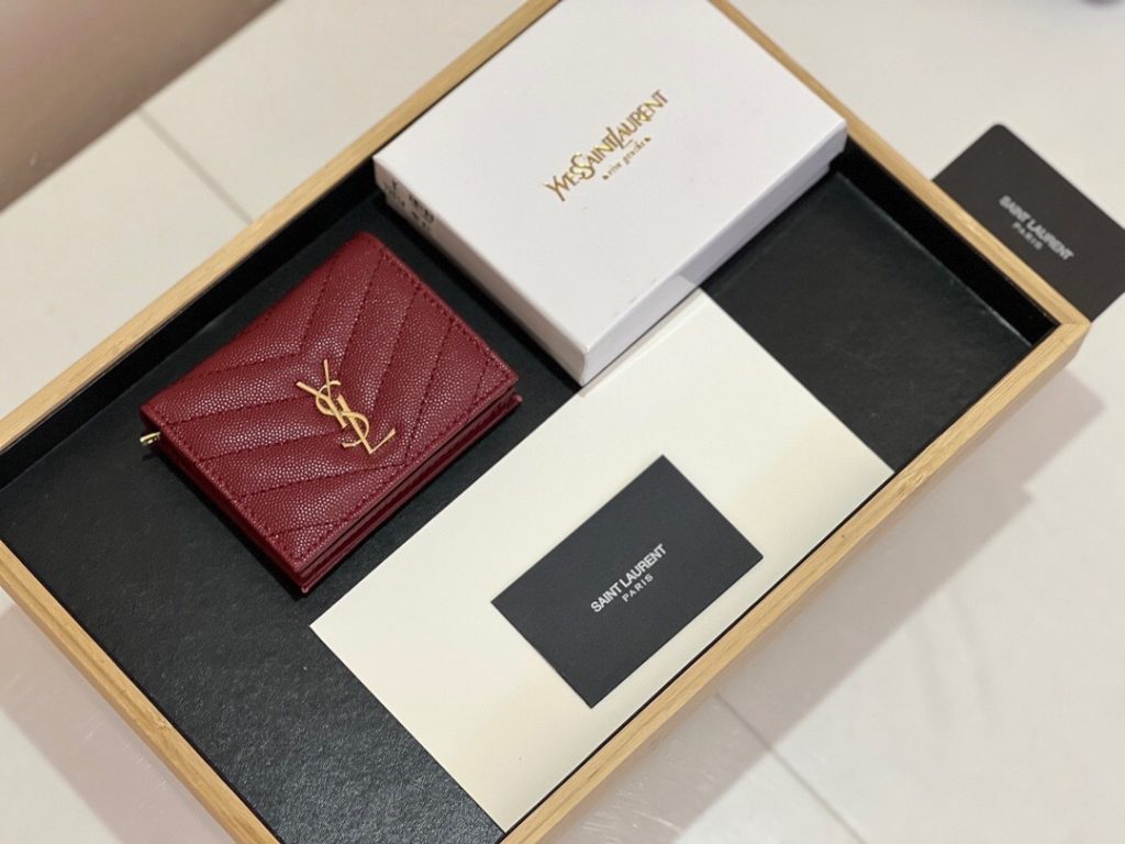 YSL サンローラン 財布 ラウンドファスナー 2つ折り ブラック レッド - 画像 3