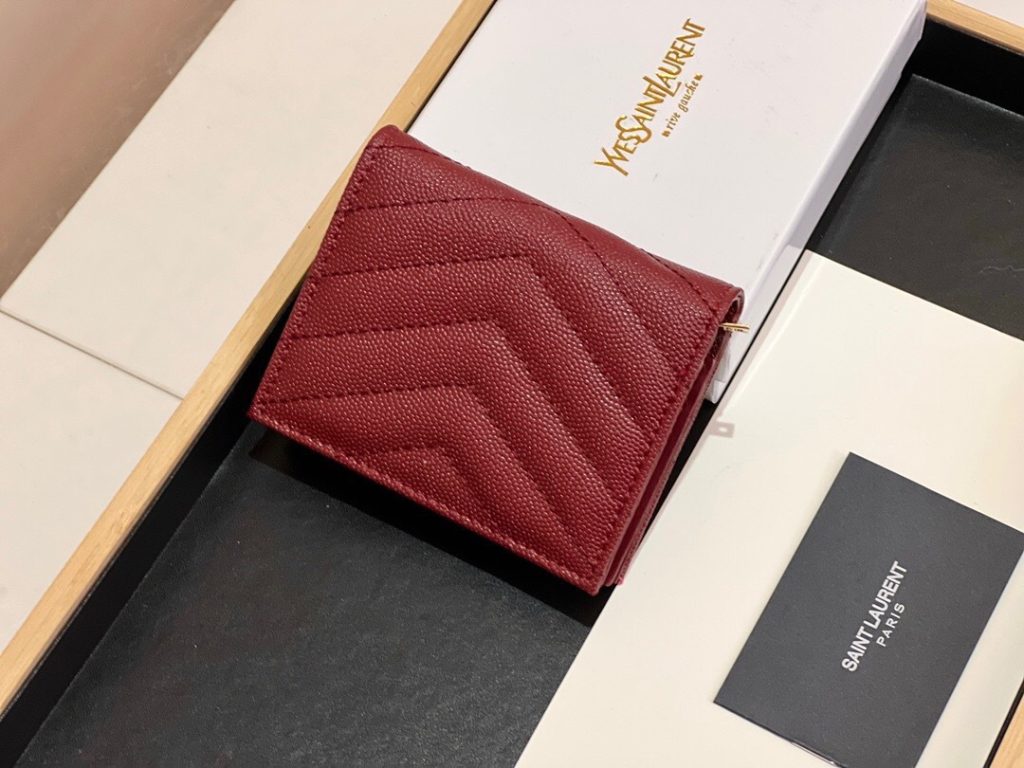 YSL サンローラン 財布 ラウンドファスナー 2つ折り ブラック レッド - 画像 4