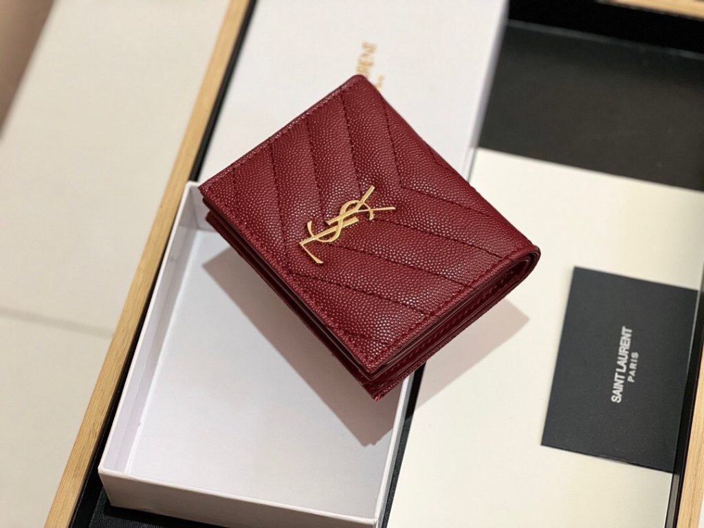 YSL サンローラン 財布 ラウンドファスナー 2つ折り ブラック レッド - 画像 5