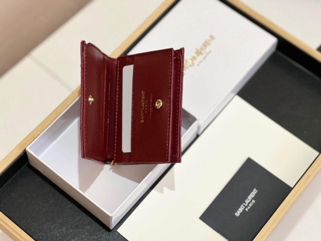 YSL サンローラン 財布 ラウンドファスナー 2つ折り ブラック レッド - 画像 6