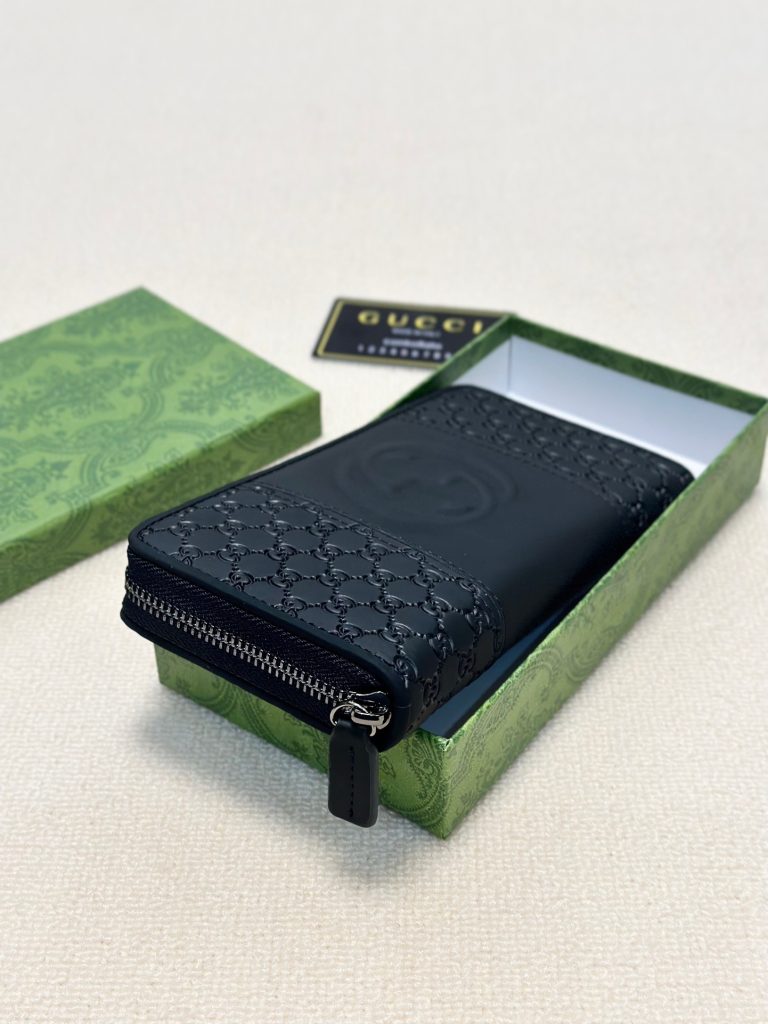 GUCCI グッチ ロングジップ財布 メンズ ブラック 本革仕様 20x10cm - 画像 2