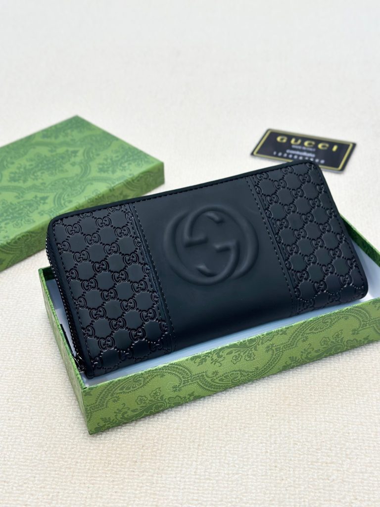 GUCCI グッチ ロングジップ財布 メンズ ブラック 本革仕様 20x10cm - 画像 3