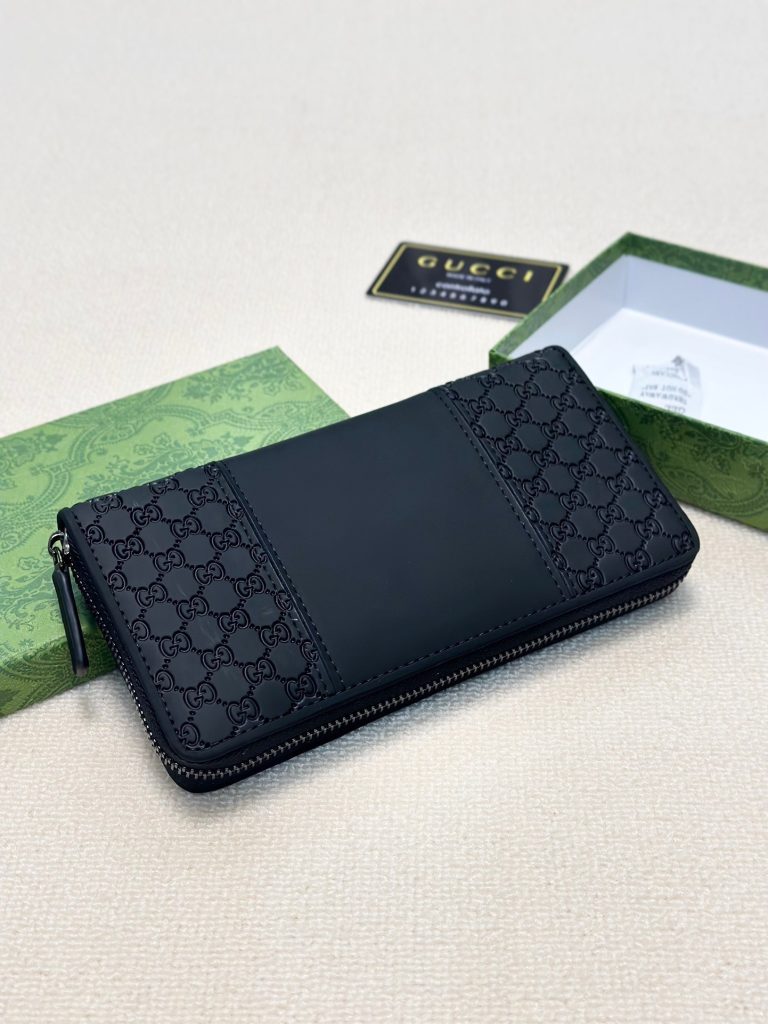 GUCCI グッチ ロングジップ財布 メンズ ブラック 本革仕様 20x10cm - 画像 4