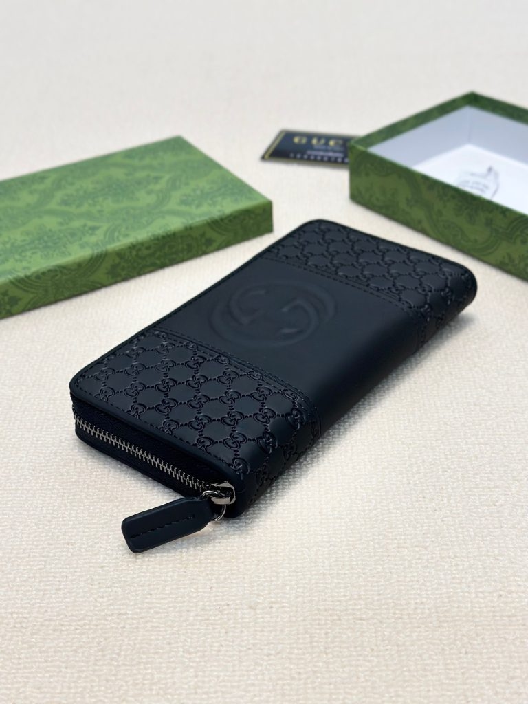 GUCCI グッチ ロングジップ財布 メンズ ブラック 本革仕様 20x10cm - 画像 8