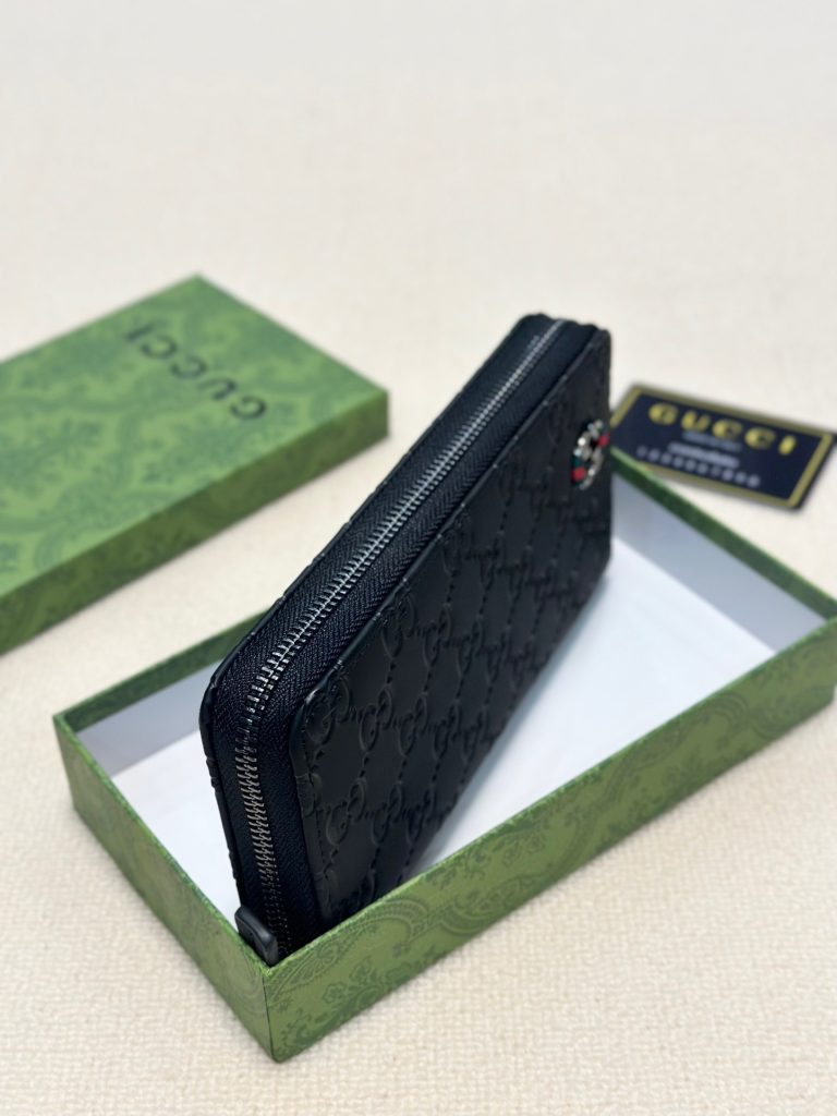 Gucci グッチ ロングジップ財布 本革仕様 磨砂牛革 黒 - 画像 3