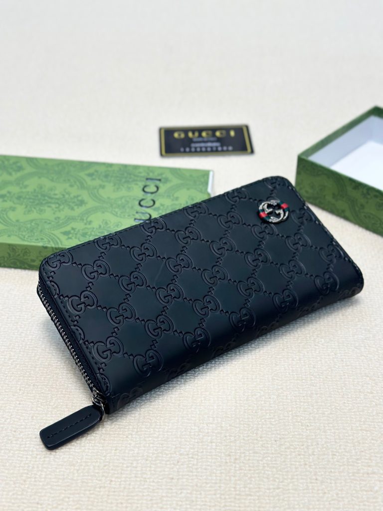 Gucci グッチ ロングジップ財布 本革仕様 磨砂牛革 黒 - 画像 7
