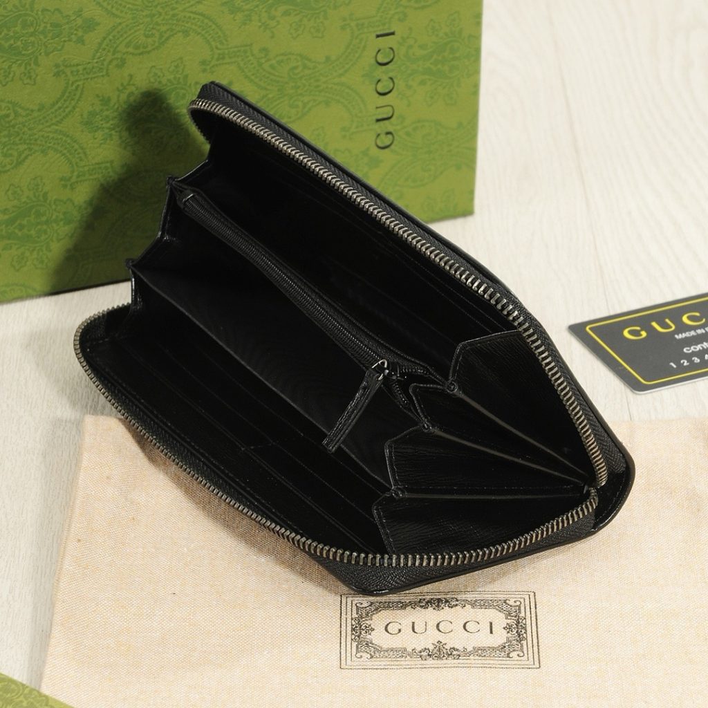 GUCCI グッチ シマーレ グッチ デザイン レザーラウンドジップ財布 黒 - 画像 7