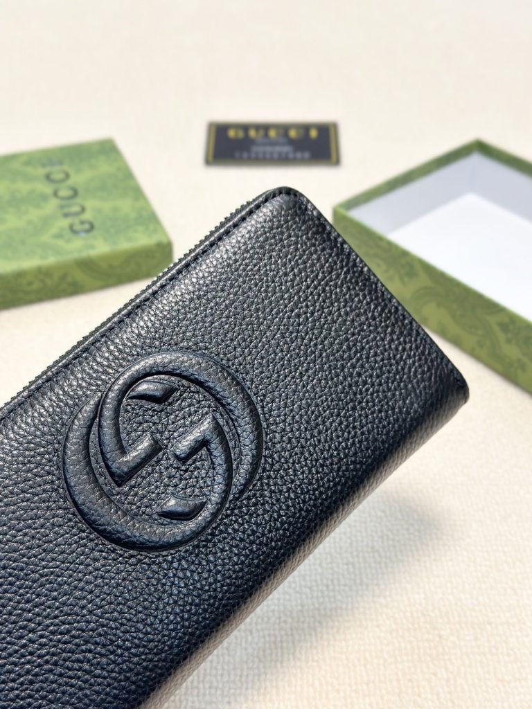 Gucci グッチ ロング財布 本革 21x11cm 一粒押し 多カジン ブラック - 画像 5