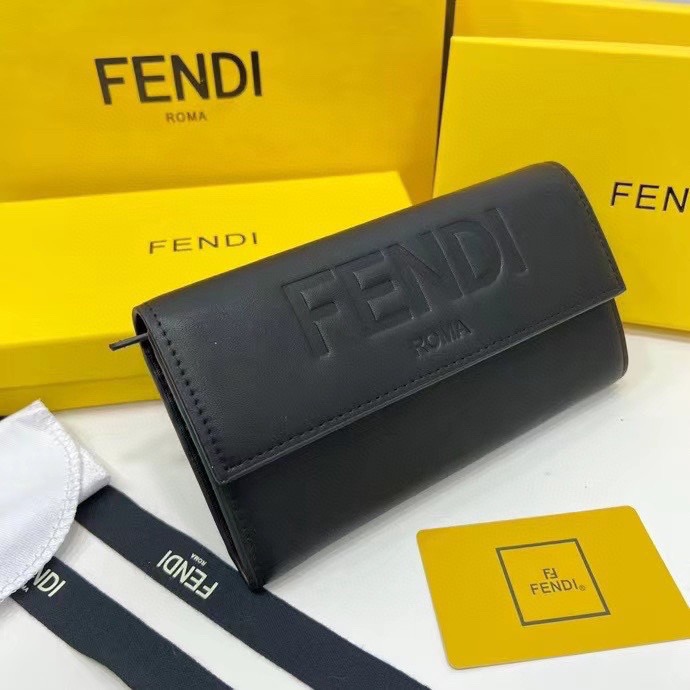 FENDI フェンディ コピー 長財布 ロゴ押し ブラック - 画像 2