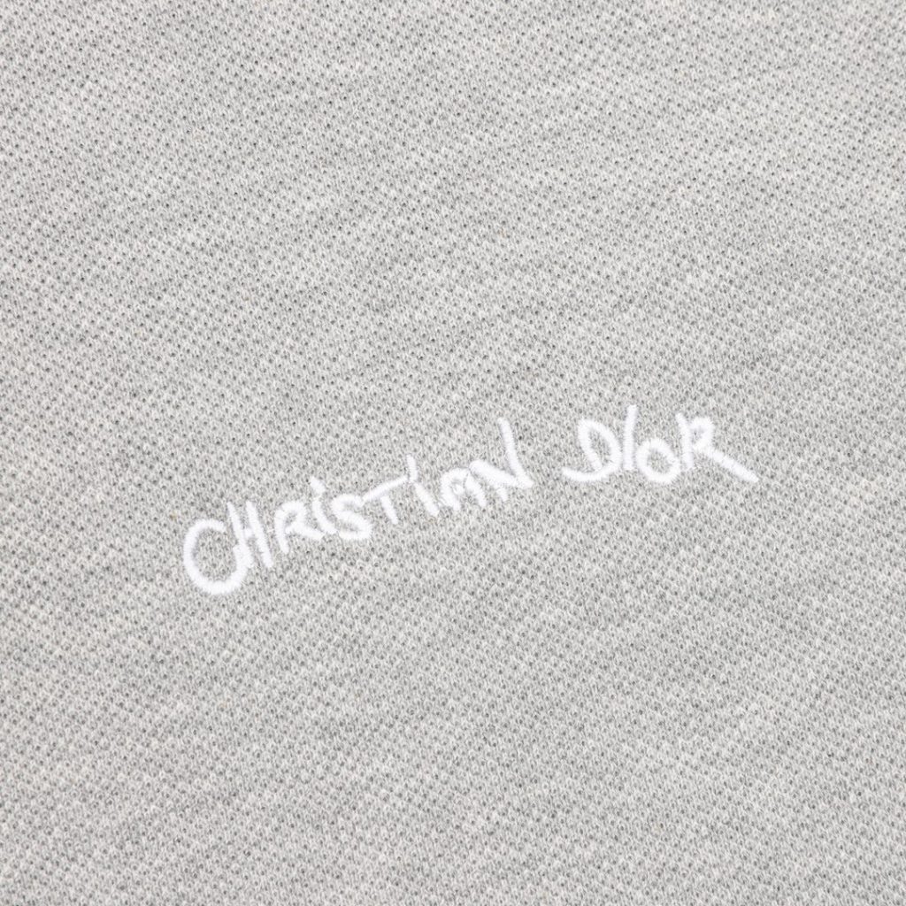 DIOR/ディオール 草写字母刺繍ポロシャツ コピー ロゴデザイン 男女兼用 グレー - 画像 4