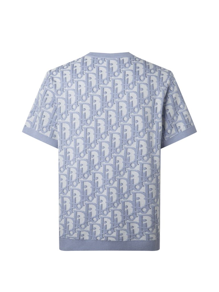 Dior コピー ロゴ柄ニットTシャツ レディース 天蓝色 ショートスリーブ ロゴプリント - 画像 2