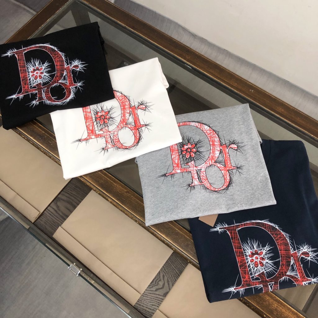 Dior コピー Tシャツ ロゴデザイン メンズ レディース 男女兼用 イエロー グレー ブラック ホワイト - 画像 2