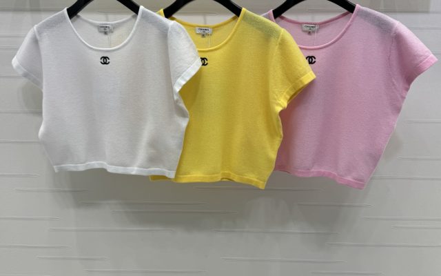 CHANEL ニットTシャツ コピー ロゴ刺繍 3色展開 S-M-L
