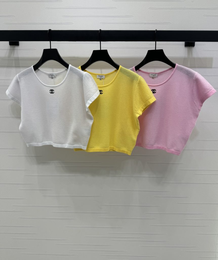 CHANEL ニットTシャツ コピー ロゴ刺繍 3色展開 S-M-L