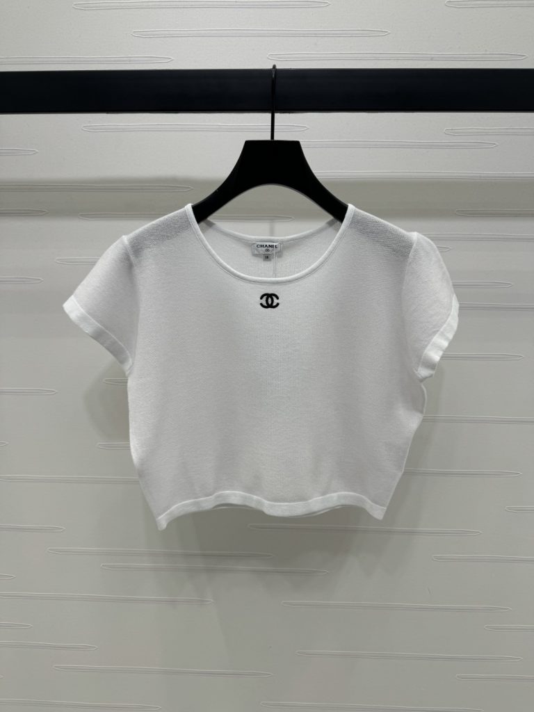 CHANEL ニットTシャツ コピー ロゴ刺繍 3色展開 S-M-L - 画像 2