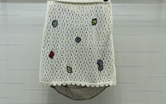 CHANE ニットスカート コピー ロング丈 ローズ刺繍 オーバーサイズ レディース 白