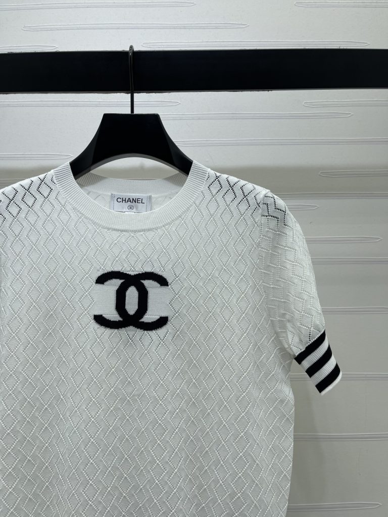 CHANEL コピー ニット Tシャツ ロゴ レディース 菱格柄 半袖 カラー展開 35 - 画像 3