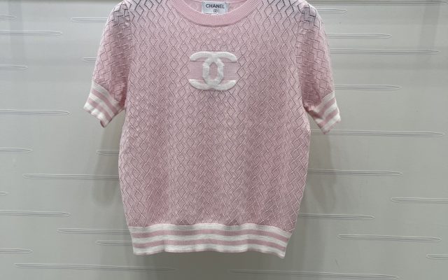 CHANEL ニット Tシャツ コピー ロゴデザイン 菱格柄 半袖 ロンT シルエット シンプル ピンク 全3色展開