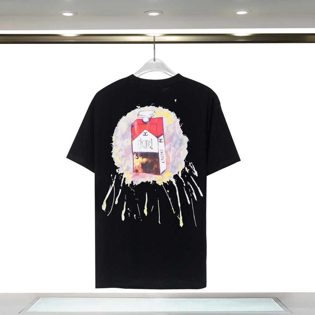 シャネル　CHANEL　落書き　半袖Ｔシャツ　夏服　プリントシャツ　Tshirt　丸首シャツ　男女兼用　綿100％　カップル　ルーズフィット　2色 - 画像 4