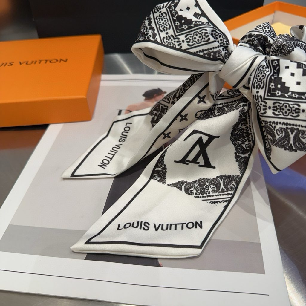 LOUIS VUITTON ルイ ヴィトン シュシュ モノグラム ファッション シルク スカーフ付きシュシュ まとめ髪 - 画像 5
