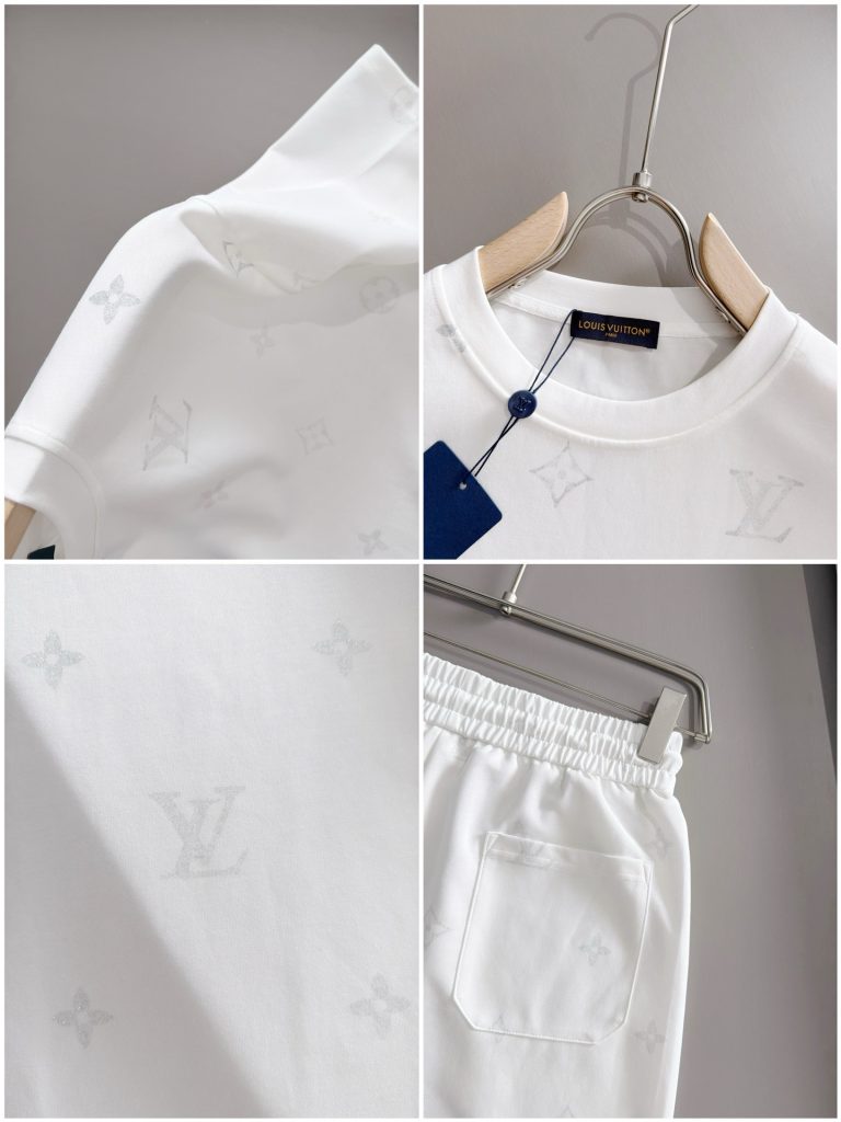 ルイヴィトン Louis Vuittonセットアップ 上下2点セット モノグラム 白 半袖Tシャツとショートパンツ ホワイト LVカジュアルウェア - 画像 7