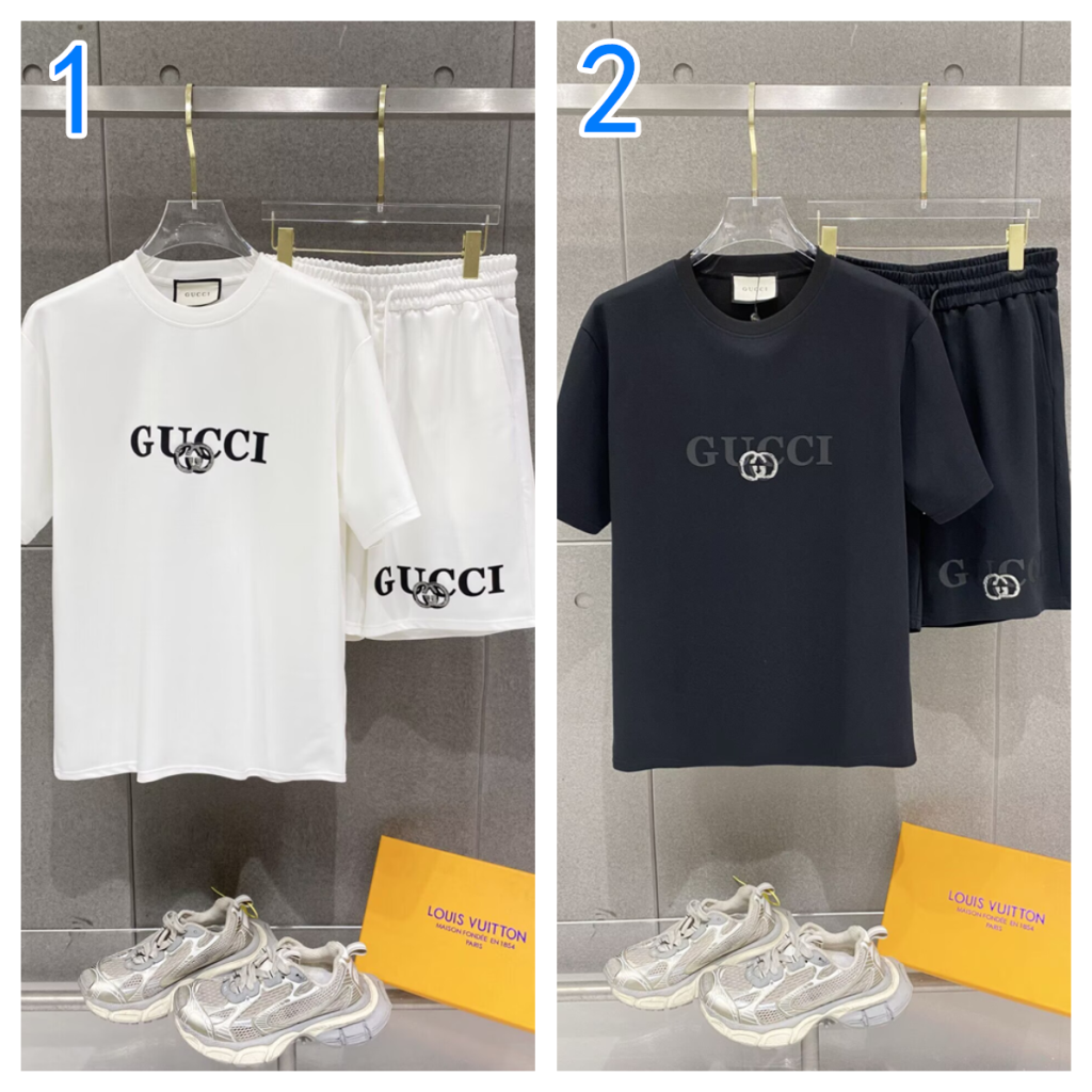 グッチ　セットアップ　GUCCI　上下2点　半袖Ｔシャツと半ズボン　2枚セット　カジュアルウェア　メンズ　男性　2色 - 画像 1