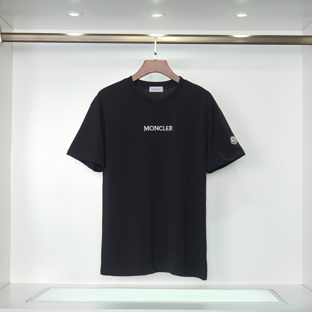 モンクレール　MONCLER　クルーネックシャツ　半袖シャツ　プリントシャツ　ロゴ刺繍　ブラック/ホワイト　2色 - 画像 2