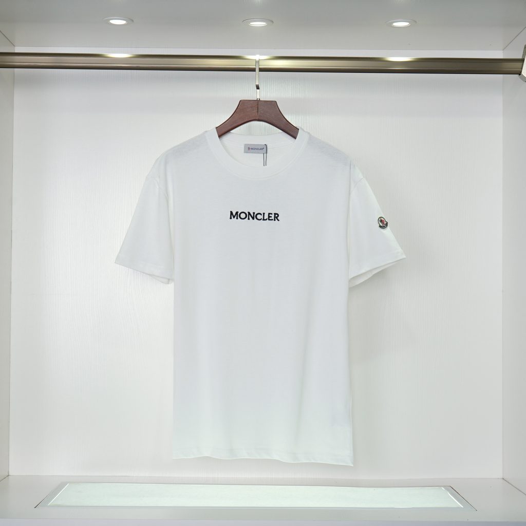 モンクレール　MONCLER　クルーネックシャツ　半袖シャツ　プリントシャツ　ロゴ刺繍　ブラック/ホワイト　2色 - 画像 3