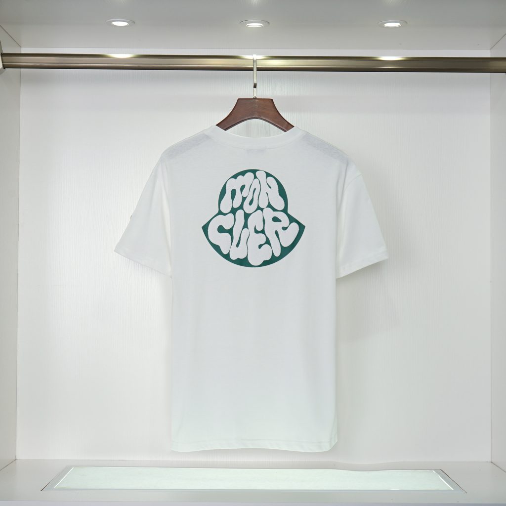 モンクレール　MONCLER　クルーネックシャツ　半袖シャツ　プリントシャツ　ロゴ刺繍　ブラック/ホワイト　2色 - 画像 4
