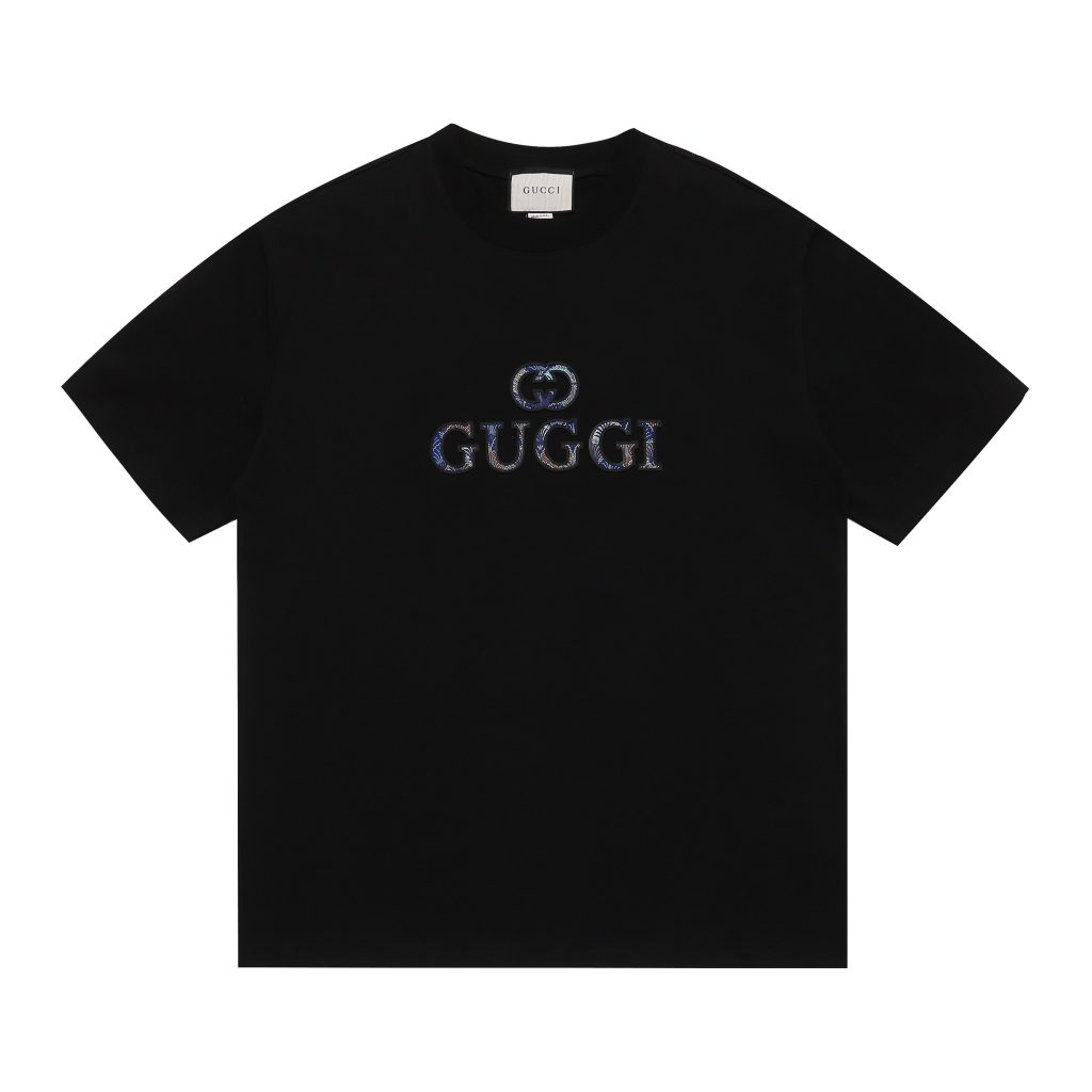 グッチ　GUCCI　Tshirt　シリコンプリント　カラフル刺繍　クルーネックTシャツ　コットン100％　シャツ　男女兼用　半袖Tシャツ - 画像 2