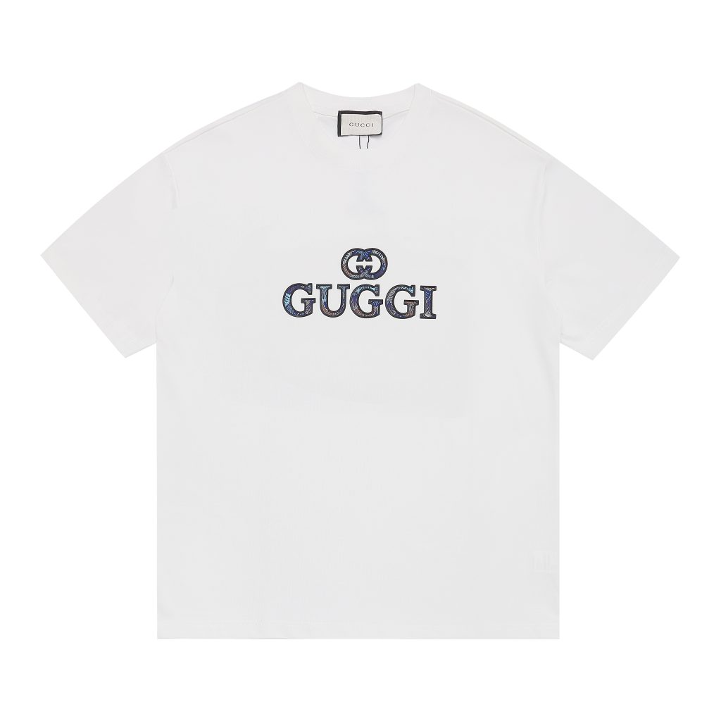 グッチ　GUCCI　Tshirt　シリコンプリント　カラフル刺繍　クルーネックTシャツ　コットン100％　シャツ　男女兼用　半袖Tシャツ - 画像 3