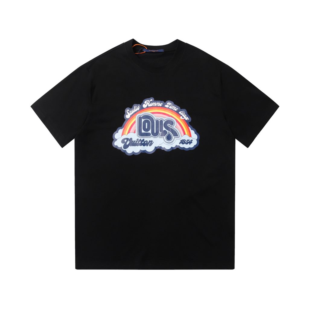 Louis Vuitton　クルーネックTシャツ　ルイヴィトン　T-Shirt　シャツ　半袖Tシャツ　メンズTシャツ　虹　プリントシャツ　綿100％　2色 - 画像 2