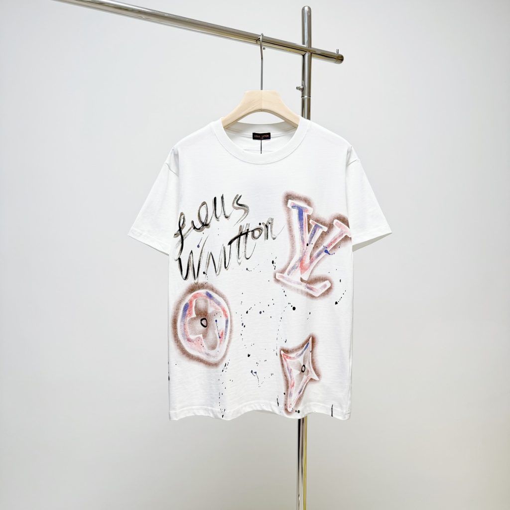Louis Vuitton　ルイヴィトン　コットン100％半袖シャツ　Ｔシャツ　クルーネックシャツ　T-Shirt　白/黒　2色 - 画像 3