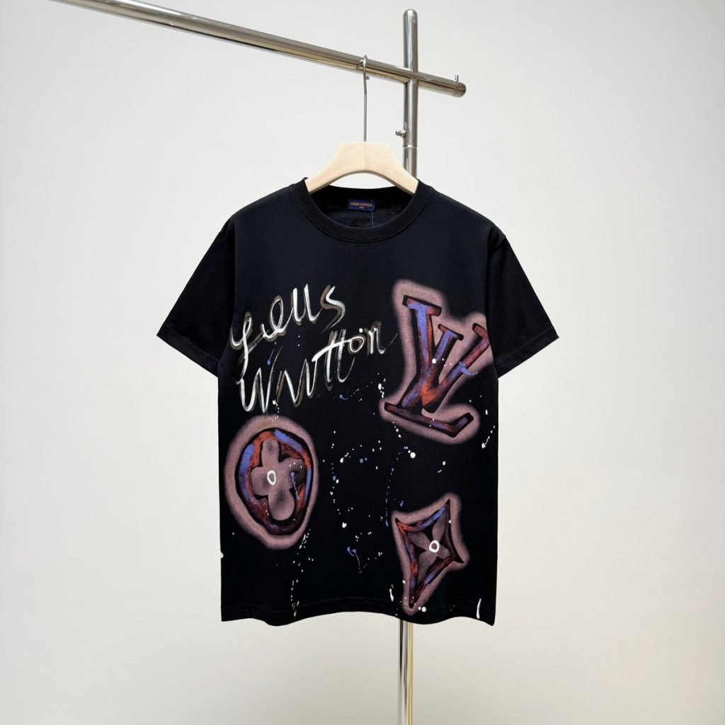 Louis Vuitton　ルイヴィトン　コットン100％半袖シャツ　Ｔシャツ　クルーネックシャツ　T-Shirt　白/黒　2色 - 画像 4