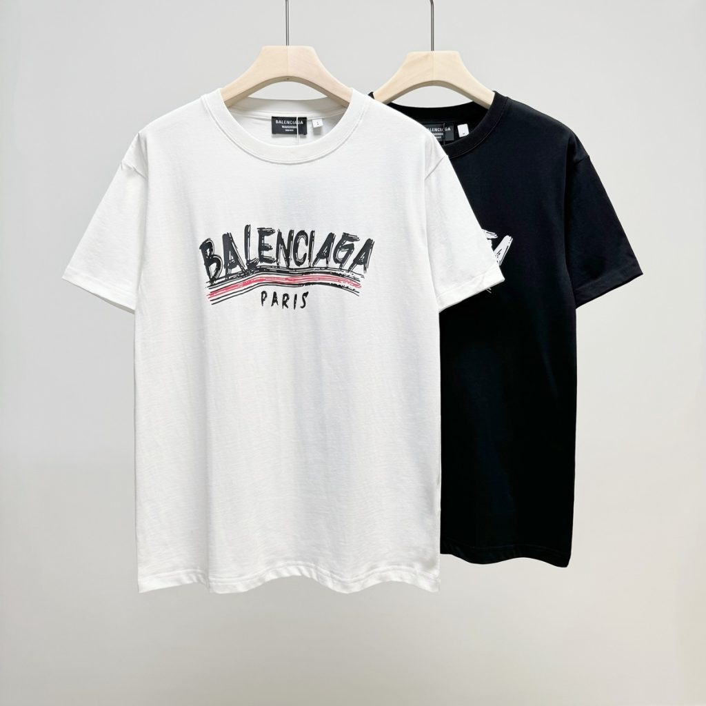 BALENCIAGA　バレンシアガ　半袖シャツ　プリントシャツ　クルーネック　男女兼用　Tシャツ　カップル　T-shirt　2色 - 画像 2