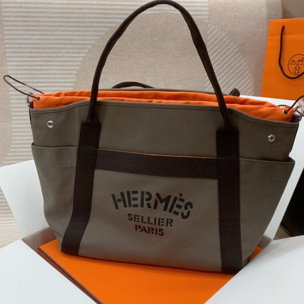 ハーフ手縫い　エルメス　Hermes　サックドパンサージュ グルーム　キャンバス　男女兼用　2WAYバッグ　マザーズバッグ　トートバッグ　ハンドバッグ　ストラップ付 　4色 - 画像 5