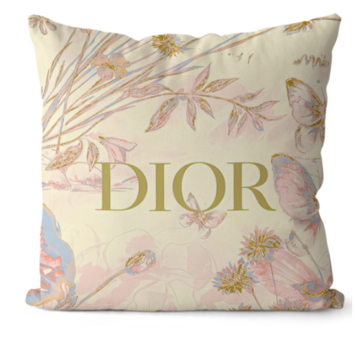 ディオール　クッションカバー/背当て Diorクッション中身あり　ブランド美品カバー　両面柄あり　リネン/ベルベット生地　15種選択 - 画像 2