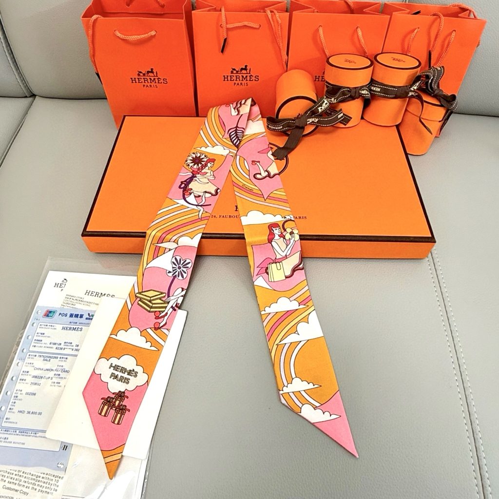エルメス Hermes Twilly ツイリー スカーフ おしゃれレディーススカーフ Scarf 多用途ツイリー 細長スカーフ 5点 - 画像 4