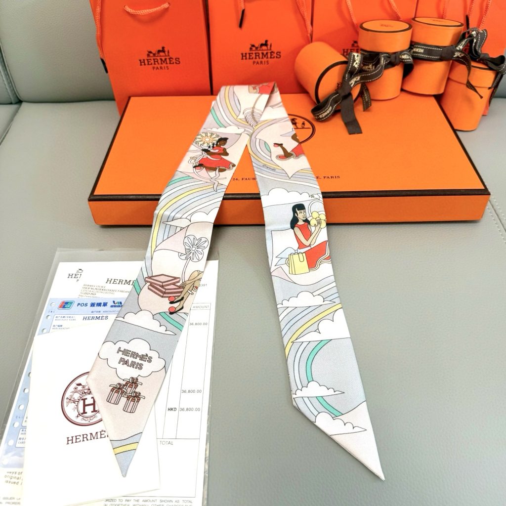 エルメス Hermes Twilly ツイリー スカーフ おしゃれレディーススカーフ Scarf 多用途ツイリー 細長スカーフ 5点 - 画像 7