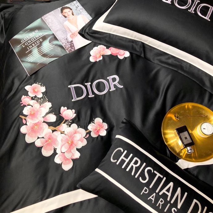 ディオール布団カバーセット刺繍系　4点ベッド寝具セットDior　掛け布団カバー/ボックスシーツ　新居用品ゴージャス　選べる3種 - 画像 5