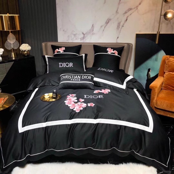 ディオール布団カバーセット刺繍系　4点ベッド寝具セットDior　掛け布団カバー/ボックスシーツ　新居用品ゴージャス　選べる3種 - 画像 4