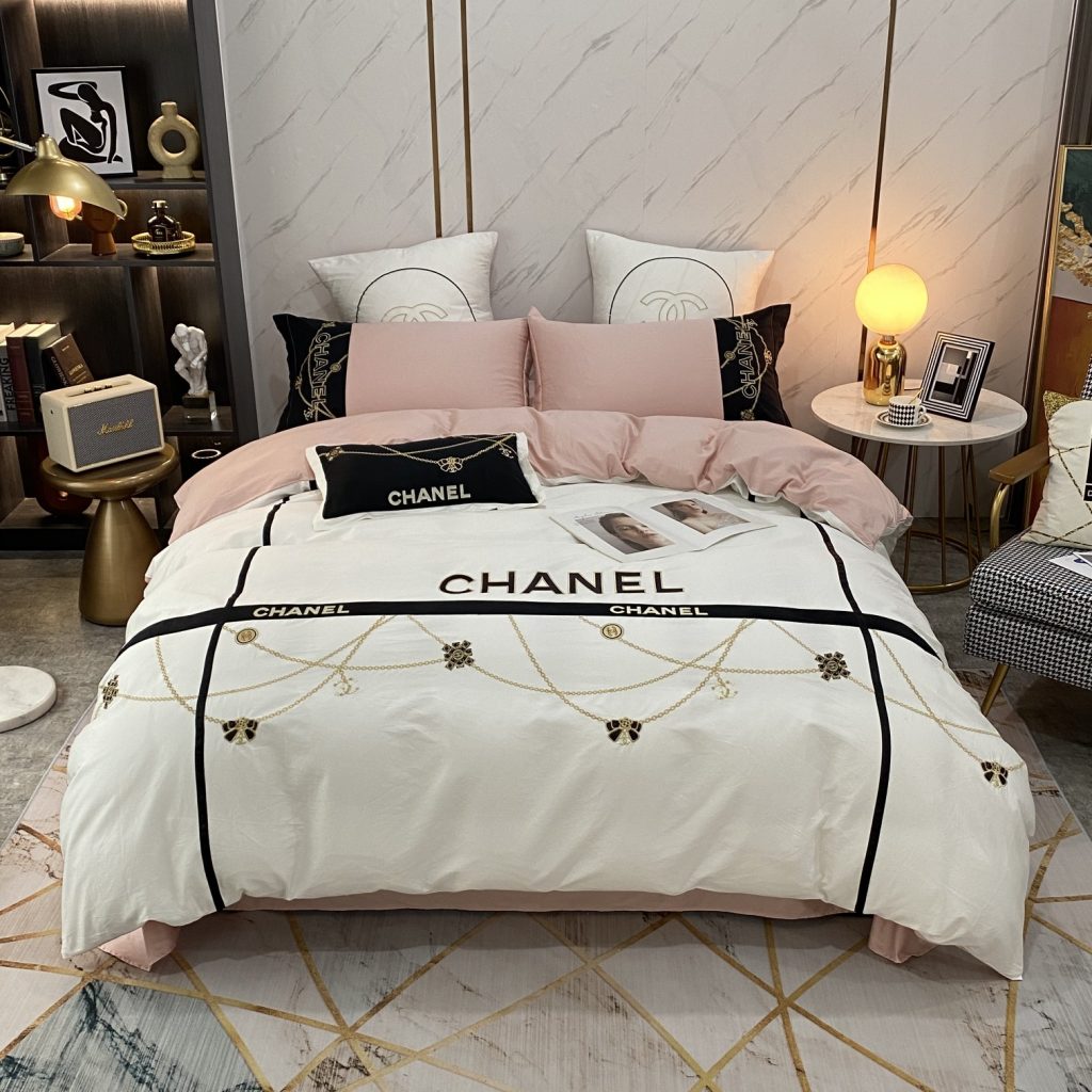 CHANEL シャネル掛け布団カバー4点セット　ボックスシーツ/ピローケース　ダブルサイズ/キングサイズ　綿オールシーズン - 画像 8