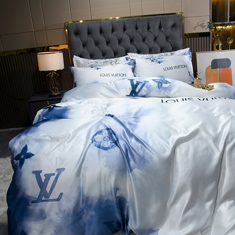 LOUIS VUITTON　ルイヴィトン　シルクサテン掛布団カバー　夏　寝具4点セット　LV掛け布団カバー　ボックスシーツ　枕カバー　洗える 人気ブランドベッド用品　2色 - 画像 3