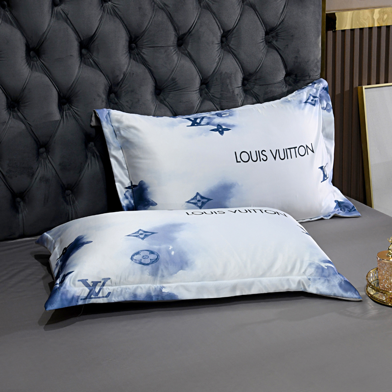 LOUIS VUITTON　ルイヴィトン　シルクサテン掛布団カバー　夏　寝具4点セット　LV掛け布団カバー　ボックスシーツ　枕カバー　洗える 人気ブランドベッド用品　2色 - 画像 5