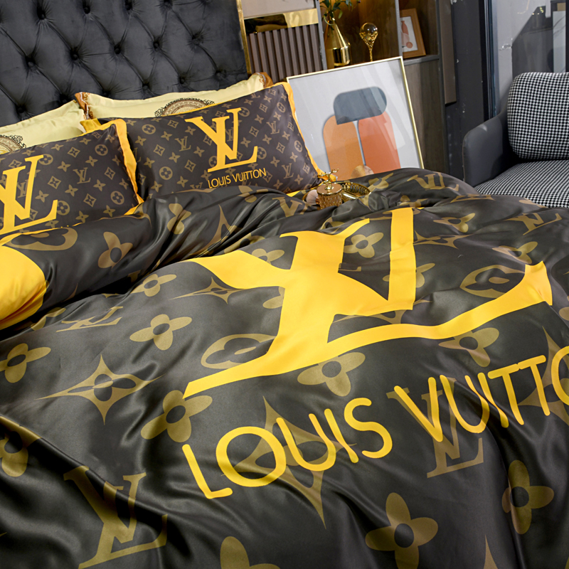 LOUIS VUITTON　ルイヴィトン　シルクサテン掛布団カバー　夏　寝具4点セット　LV掛け布団カバー　ボックスシーツ　枕カバー　洗える 人気ブランドベッド用品　2色 - 画像 7